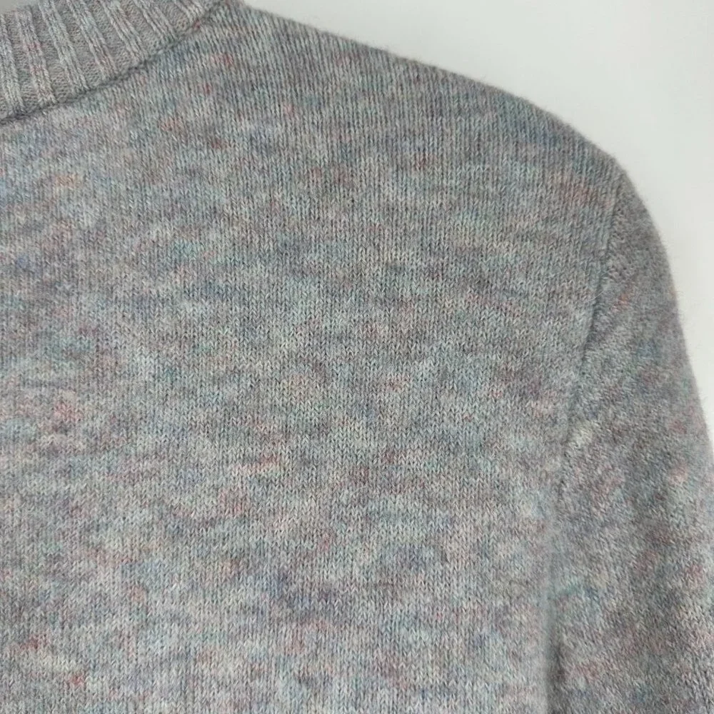 J.Crew Button Detail Crewneck Sweater Gray Supersoft Alpaca Blend‎ XS